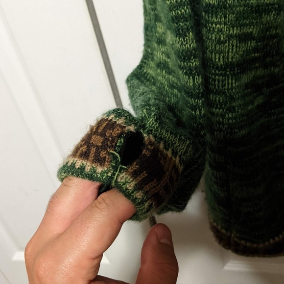 Green Mens Handmade Alpaca Wool Pancho L/XL - Picture 4 of 4